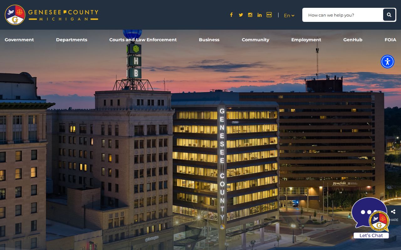 Genesee County government directory used to locate local official offices