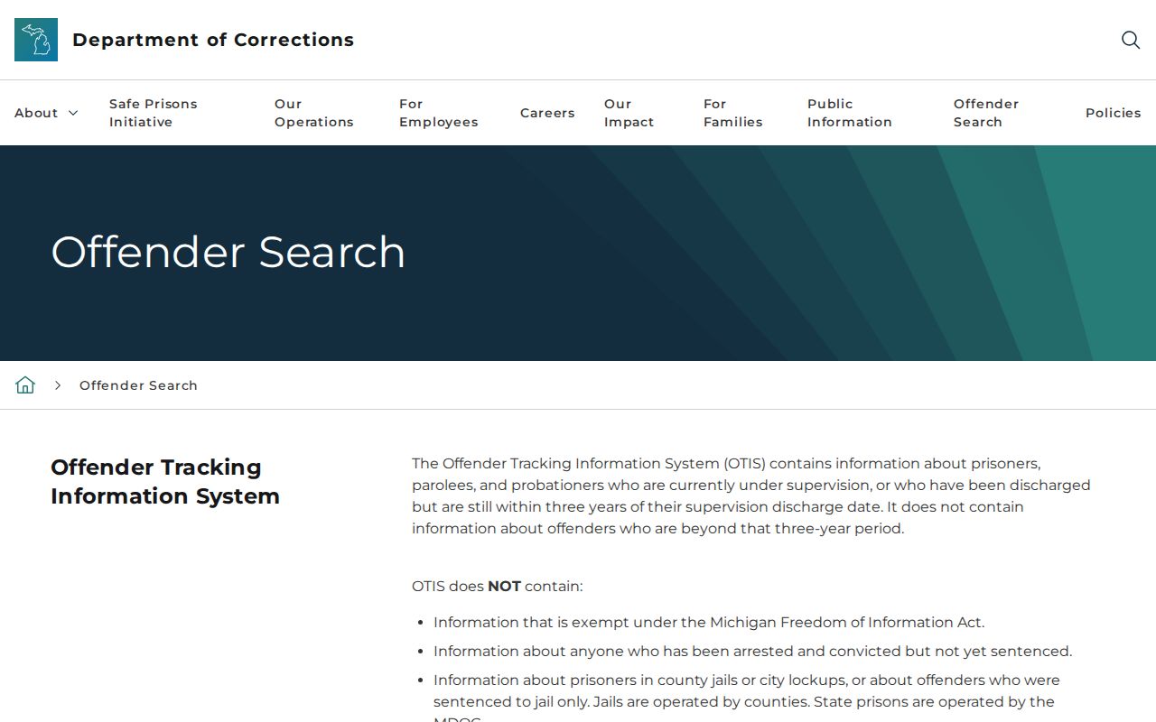 Genesee County criminal supervision records in the MDOC OTIS search